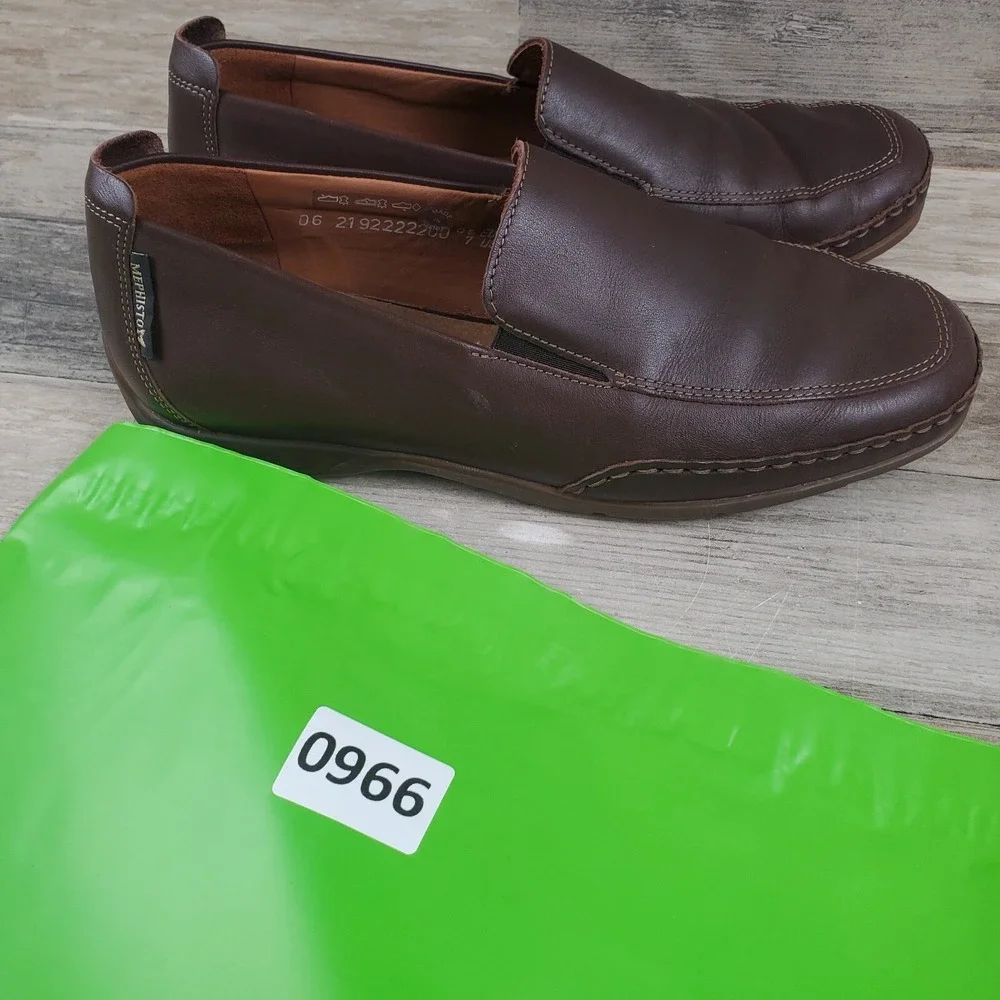 Mephisto Edlef Mens Loafer Sz 7 Moccasin Dark Brown Genuine Leather Slip-On Shoe